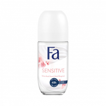 Fa Women Sensitive Weisser Moschus-Duft, 48h Deo Roll-on, Anti-Transpirant/Anti-Perspirant, 50ml